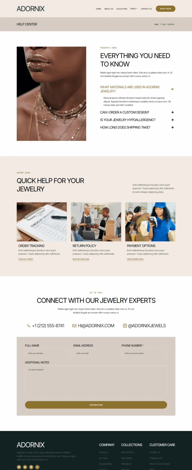 黄金/珠宝 Elementor 模板帮助中心预览