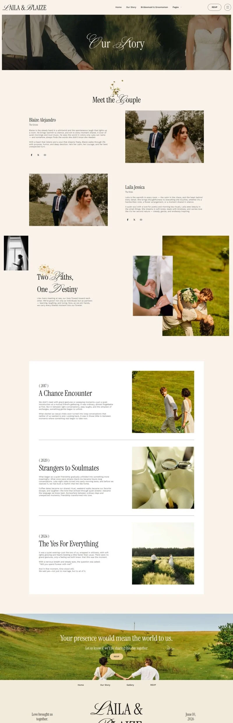 婚礼/婚庆 Elementor 模板品牌故事预览