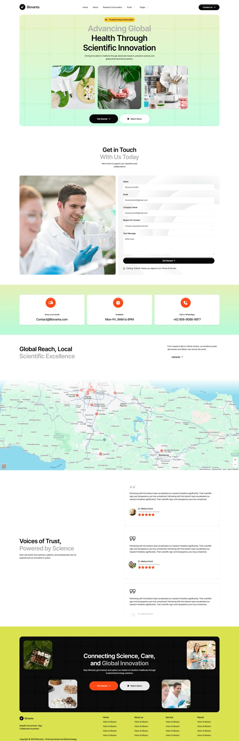 生物医药科技企业Elementor网站模板_一键导入快速建站插图2-WP资源海 健康/医药 Elementor 模板联系页面预览
