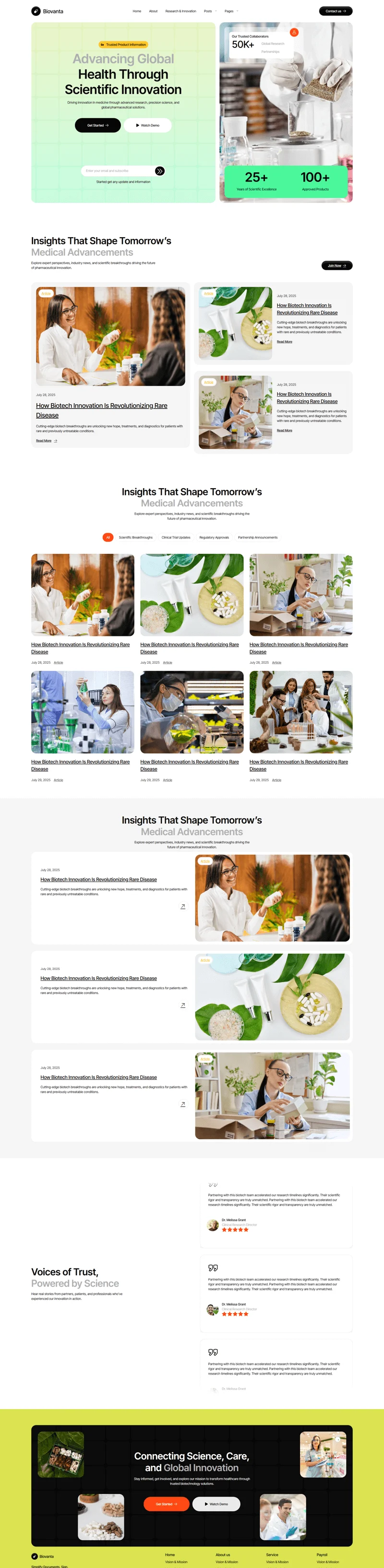生物医药科技企业Elementor网站模板_一键导入快速建站插图4-WP资源海 健康/医药 Elementor 模板博客页面预览