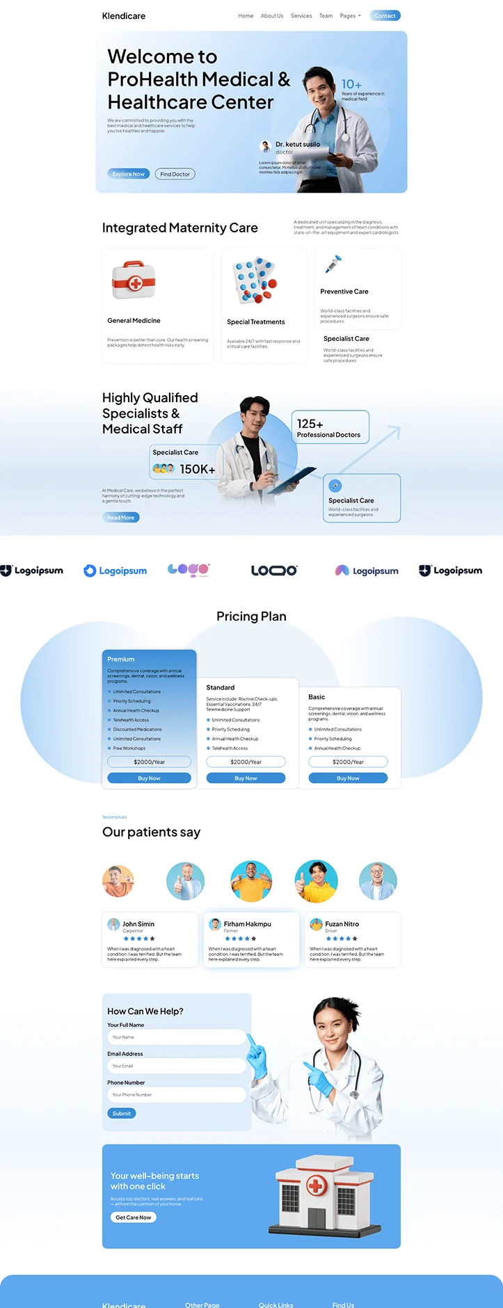 健康/医药 Elementor 模板首页预览