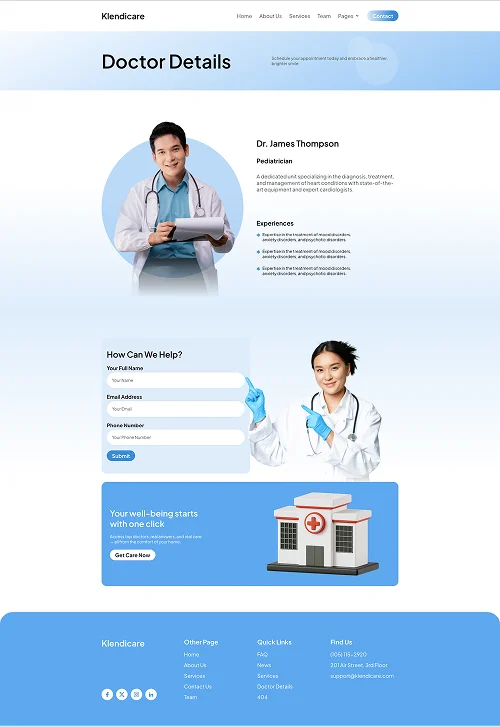 健康/医药 Elementor 模板医生详情预览