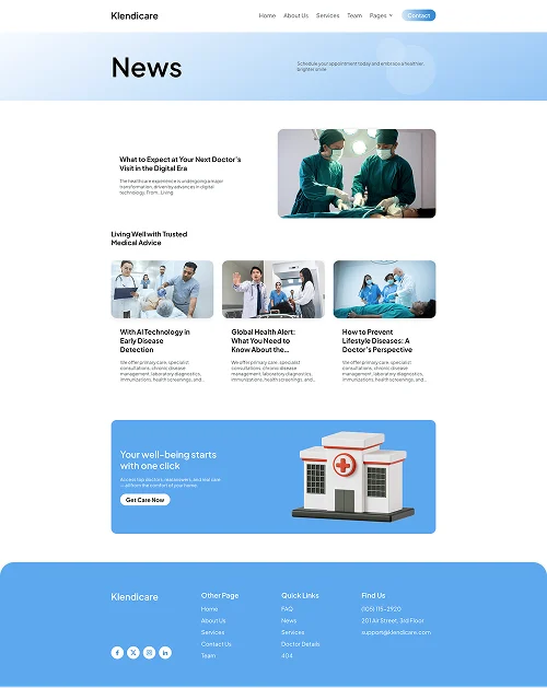 健康/医药 Elementor 模板新闻列表预览