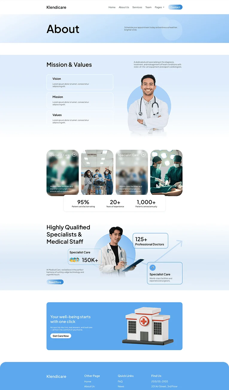 健康/医药 Elementor 模板关于我们预览