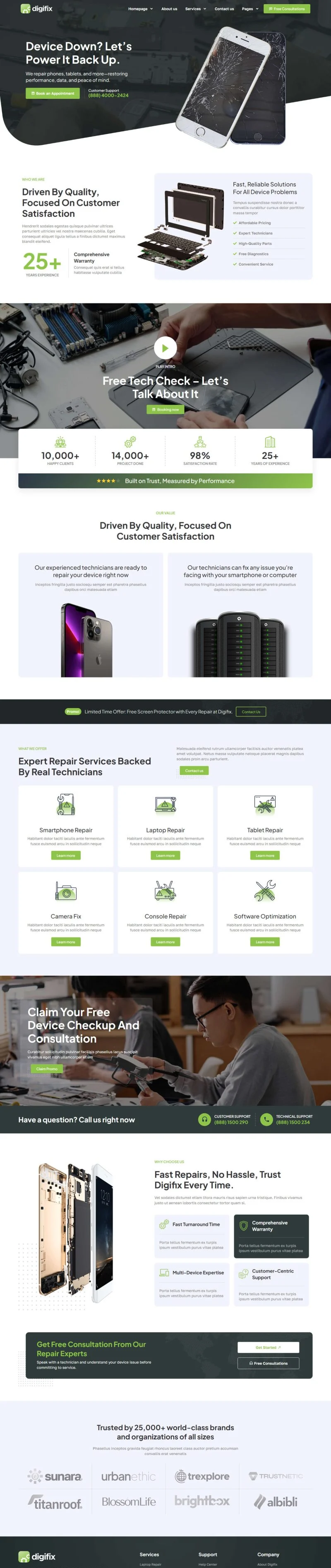 维修 Elementor 模板首页预览