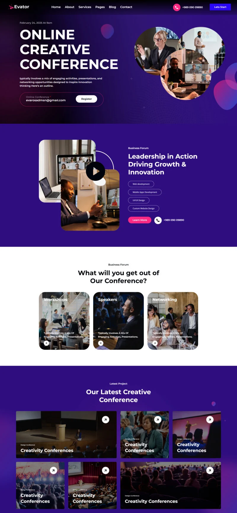 会议/展览 Elementor 模板在线会议预览