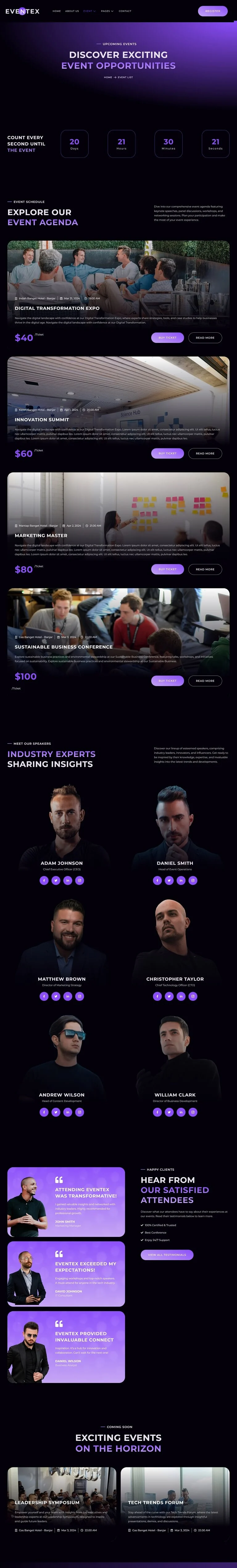 会议/展览 Elementor 模板活动列表预览