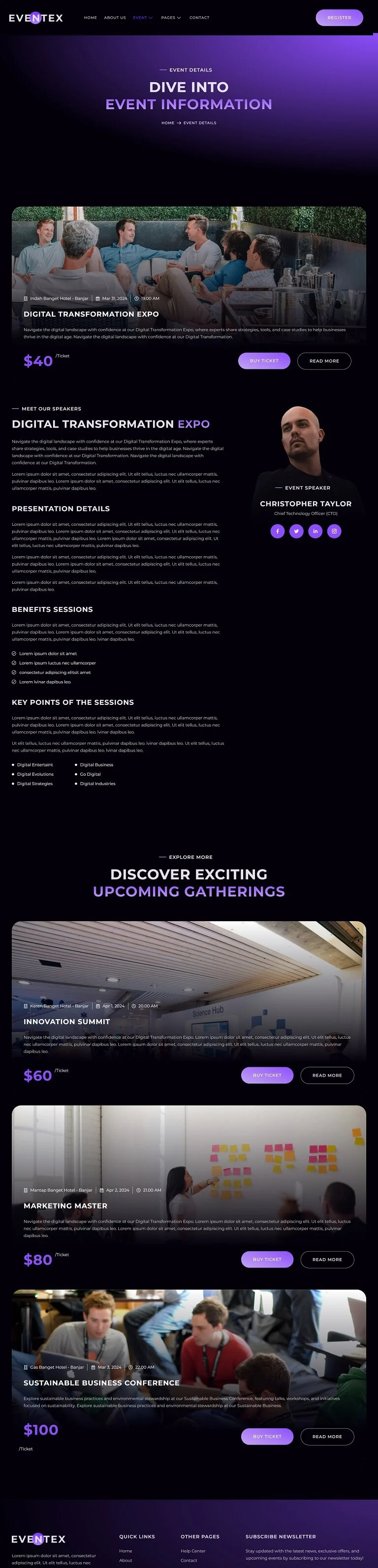 会议/展览 Elementor 模板活动详情预览