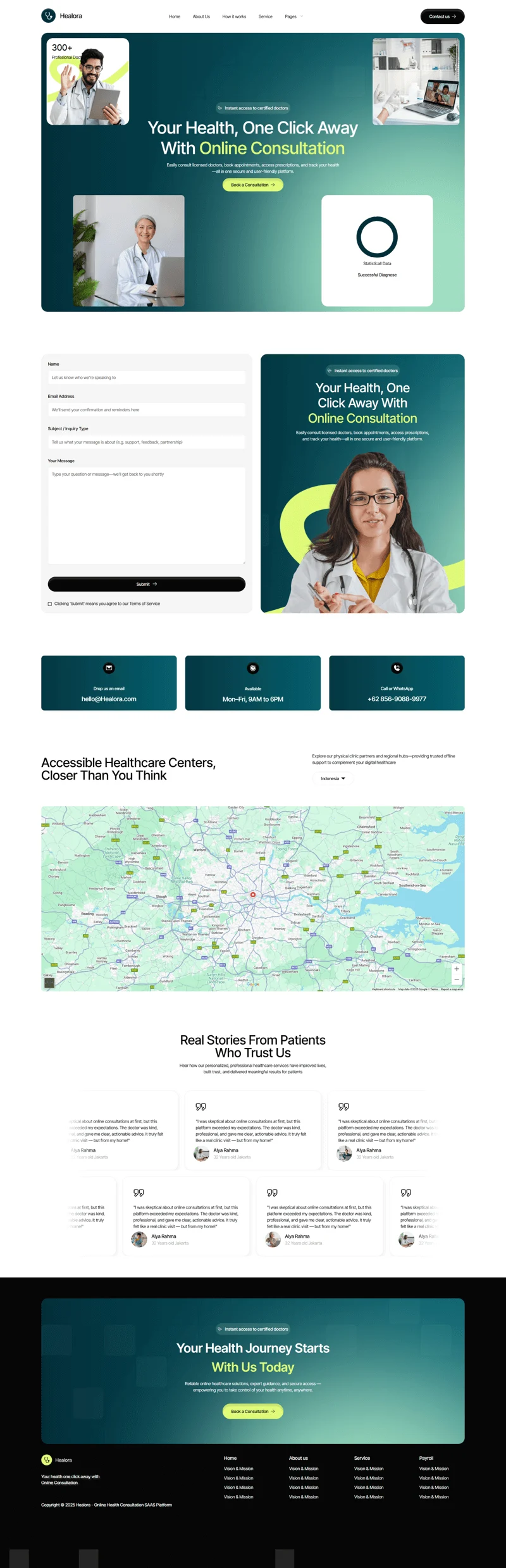 在线医疗服务Elementor网站模板_一键导入快速建站插图3-WP资源海 软件/开发 Elementor 模板联系页面预览