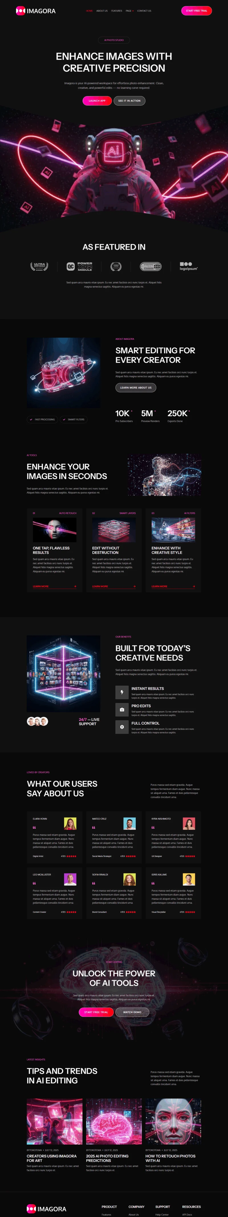 AI图片应用Elementor网站模板_一键导入快速建站插图1-WP资源海 AI Elementor 模板首页预览