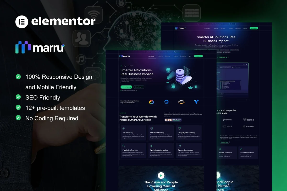 AI服务Elementor网站模板_一键导入快速建站插图-WP资源海 AI Elementor 网站模板封面