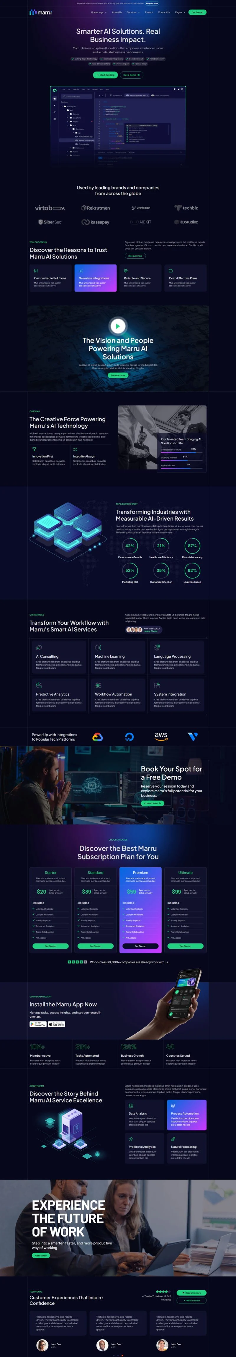 AI服务Elementor网站模板_一键导入快速建站插图1-WP资源海 AI Elementor 模板首页预览