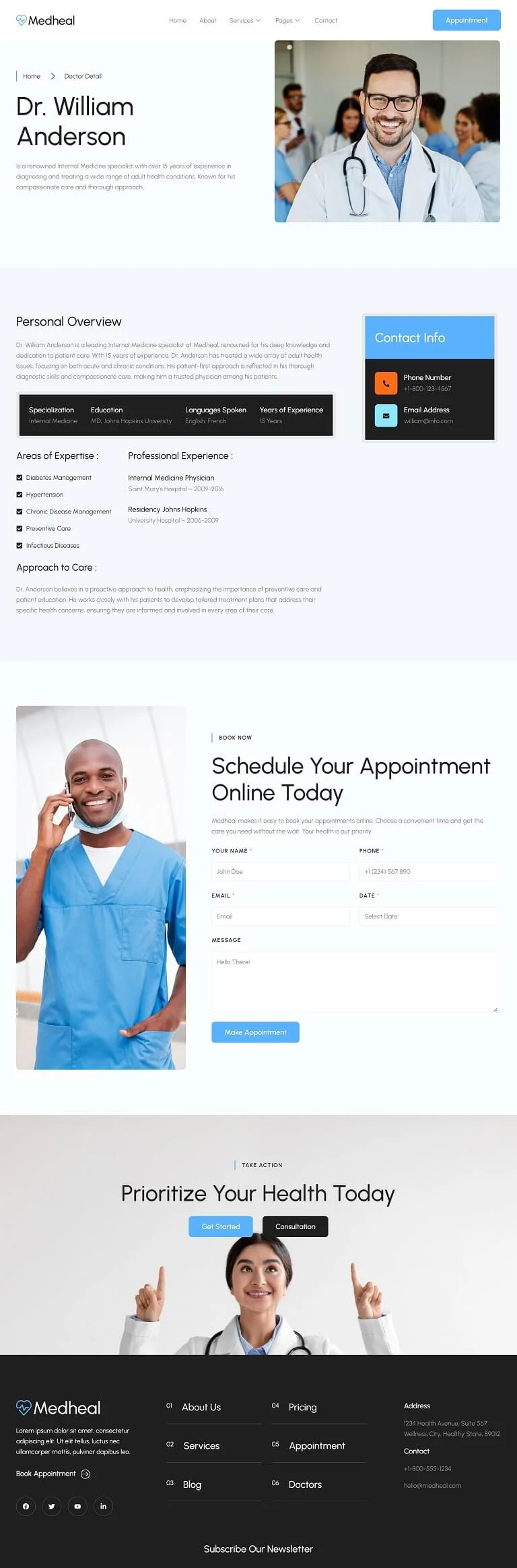健康/医药 Elementor 模板医生详情页预览