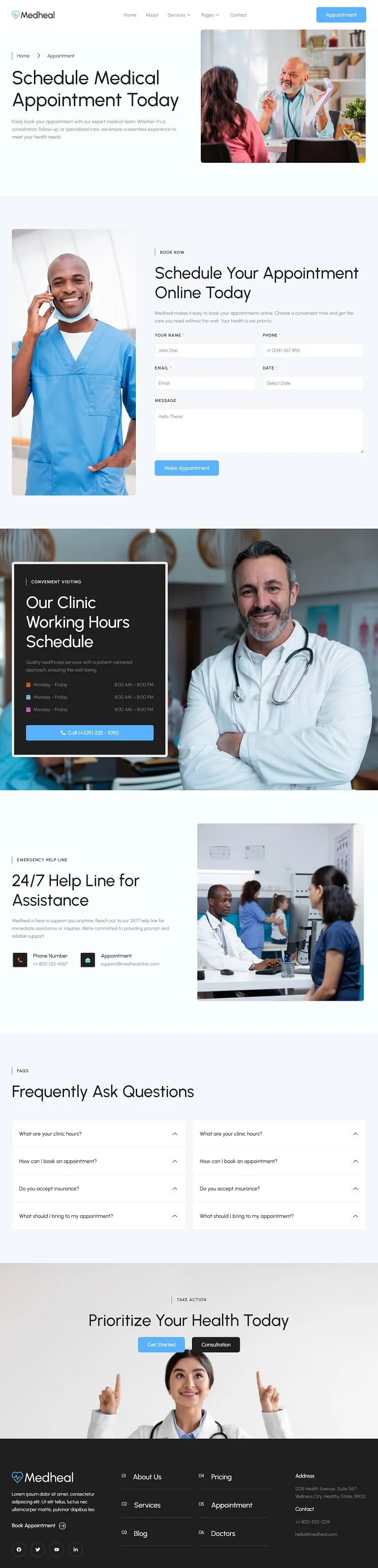 健康/医药 Elementor 模板预约页面预览