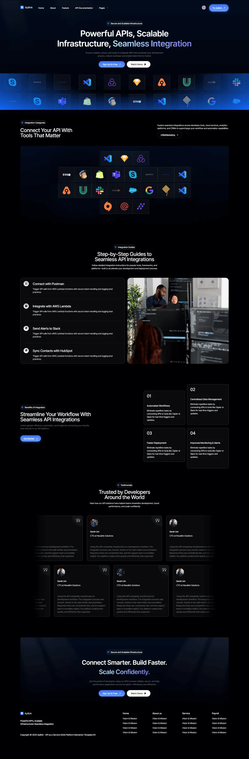 API 服务平台Elementor网站模板_一键导入快速建站插图4-WP资源海 软件/开发 Elementor 模板集成页面预览