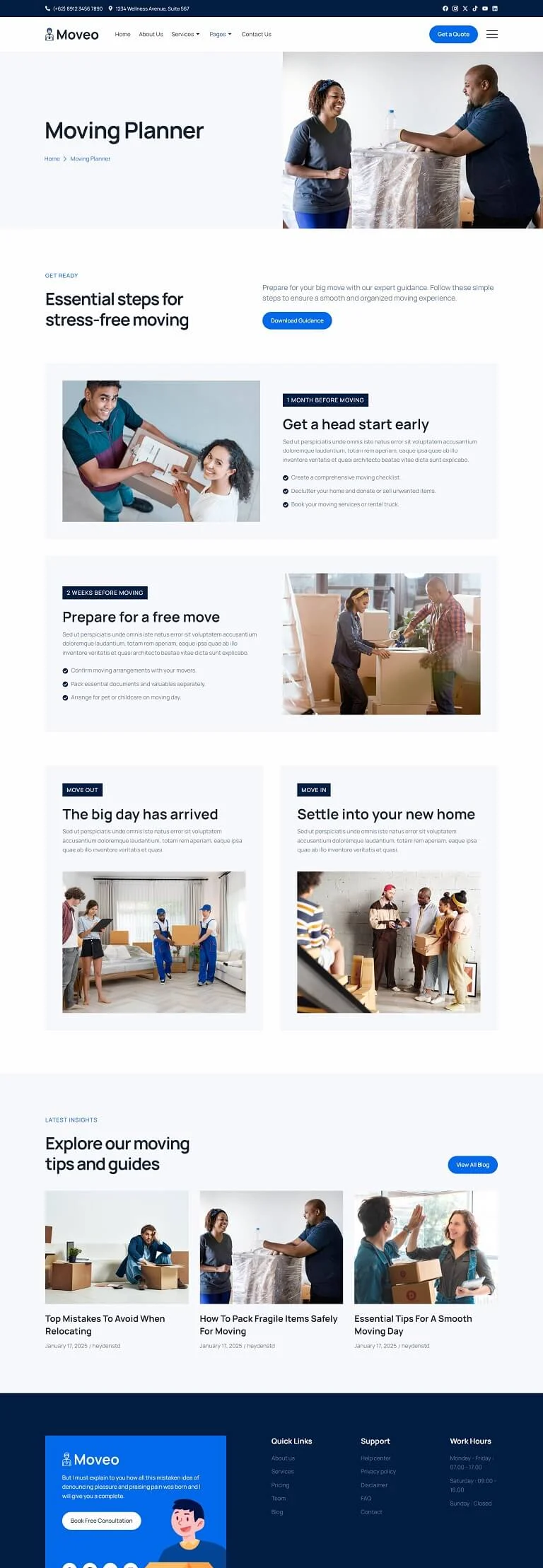 搬迁服务Elementor网站模板_一键导入快速建站插图5-WP资源海 物流/运输 Elementor 模板搬家规划预览