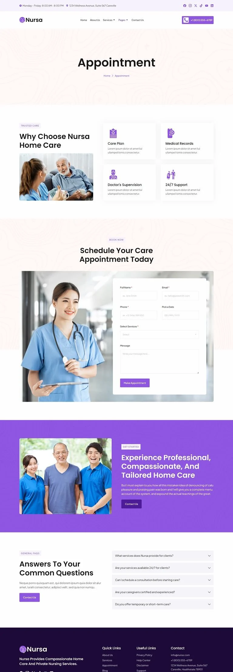 健康/医药 Elementor 模板预约页面预览