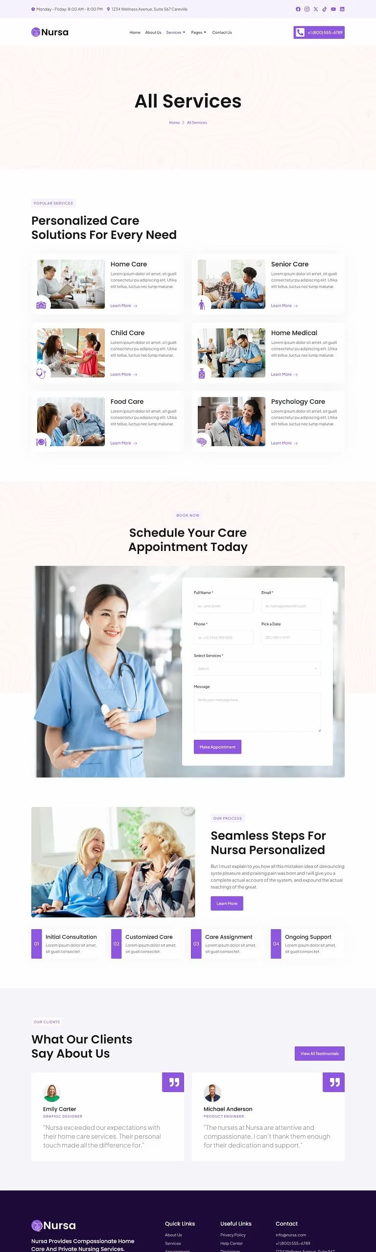 健康/医药 Elementor 模板服务页面预览