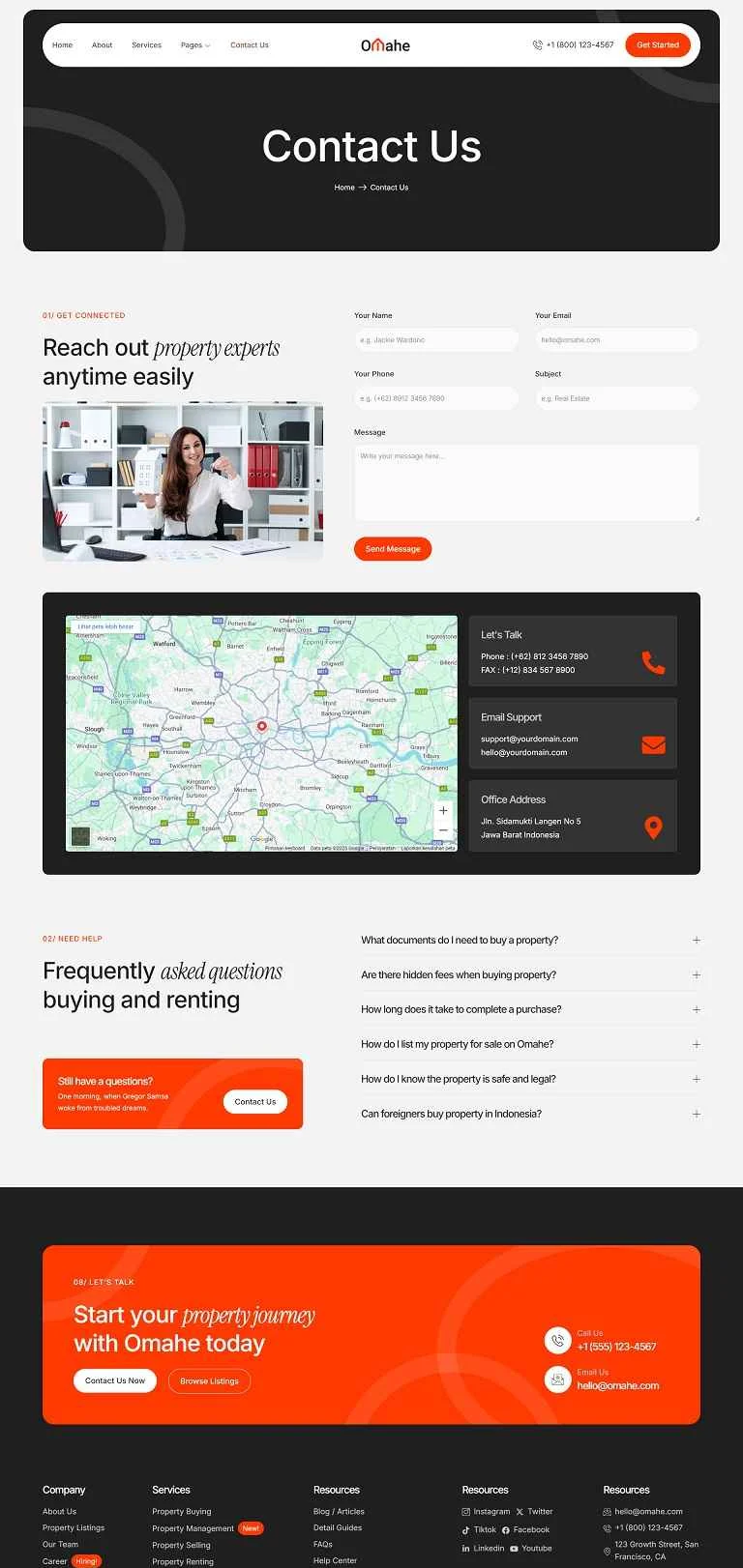 房产中介Elementor网站模板_一键导入快速建站插图2-WP资源海 建筑/地产 Elementor 模板联系页面预览