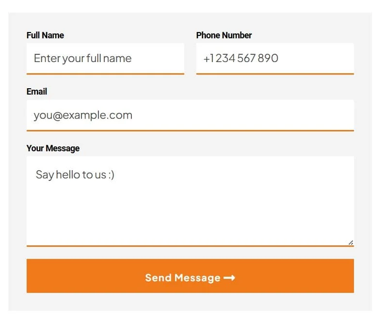 重型机械工业设备Elementor网站模板_一键导入快速建站插图7-WP资源海 工业/工厂 Elementor 模板联系表单预览