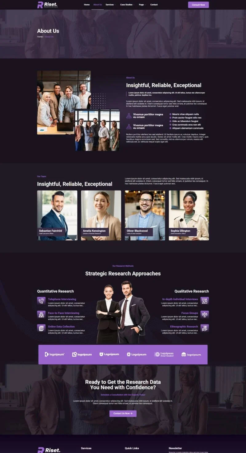 科研/实验 Elementor 模板关于我们预览
