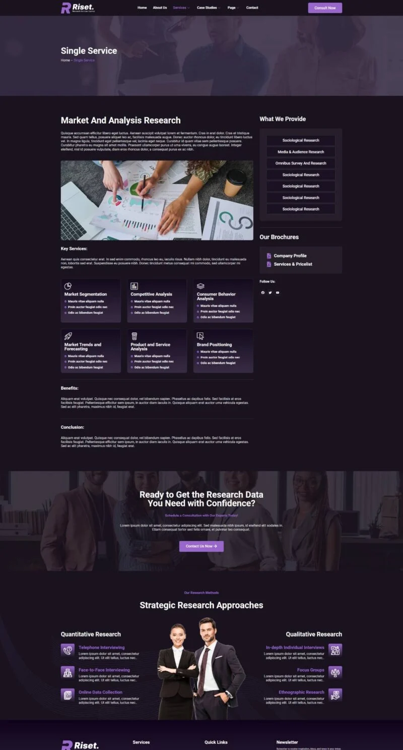 科研/实验 Elementor 模板服务详情预览