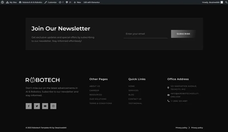 AI行业应用Elementor网站模板_一键导入快速建站插图2-WP资源海 AI Elementor 模板表单预览