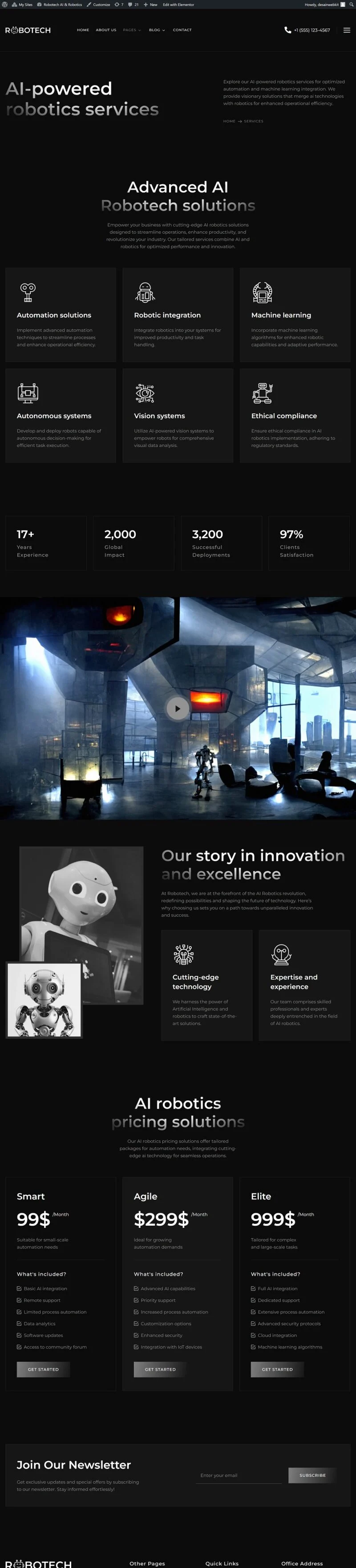AI行业应用Elementor网站模板_一键导入快速建站插图5-WP资源海 AI Elementor 模板服务页面预览