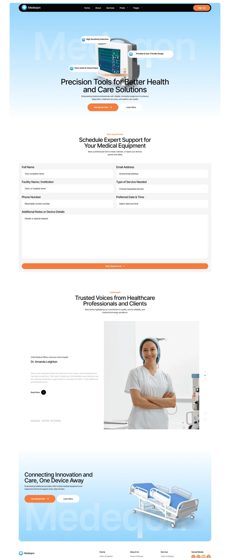 医疗设备服务Elementor网站模板_一键导入快速建站插图2-WP资源海 健康/医药 Elementor 模板预约维修页面预览
