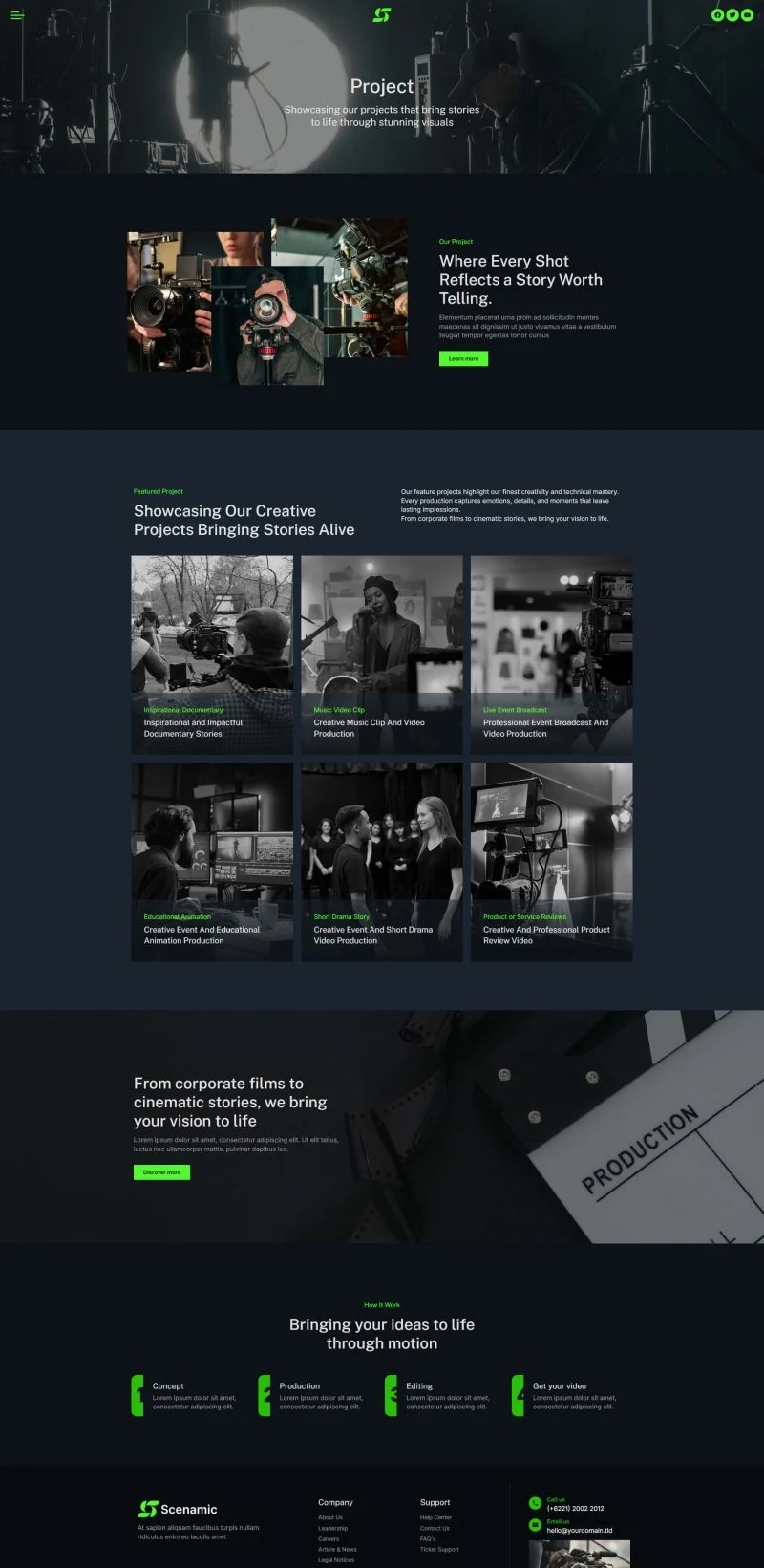 视频制作服务Elementor网站模板_一键导入快速建站插图3-WP资源海 摄影 Elementor 模板项目案例预览