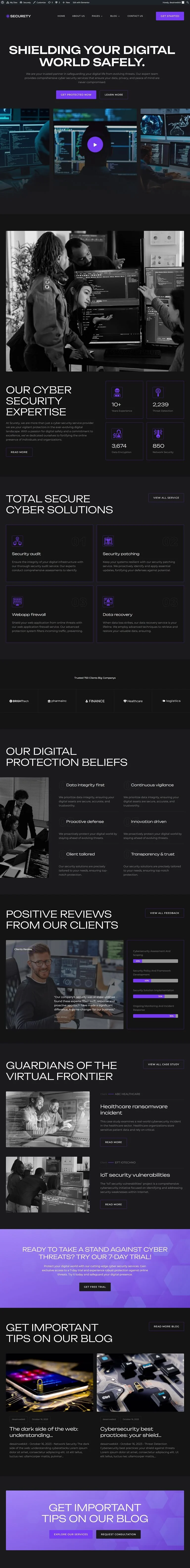 网络信息安全服务Elementor网站模板_一键导入快速建站插图1-WP资源海 IT互联网 Elementor 模板首页预览
