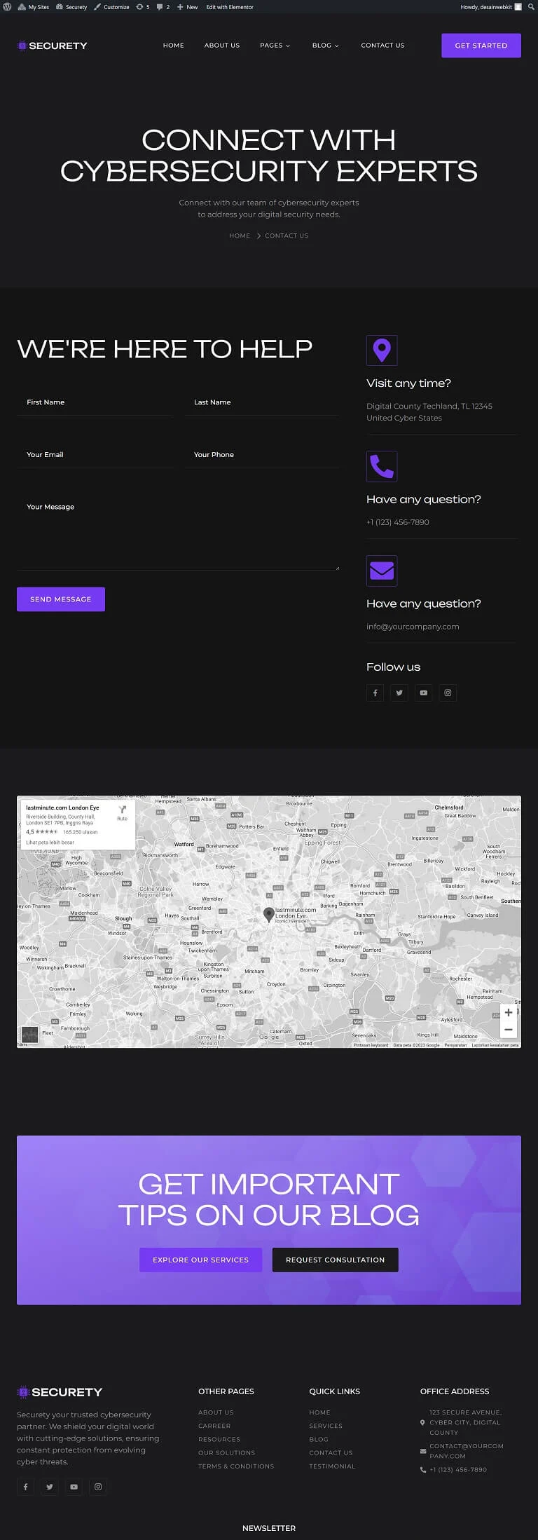 网络信息安全服务Elementor网站模板_一键导入快速建站插图7-WP资源海 IT互联网 Elementor 模板表单预览