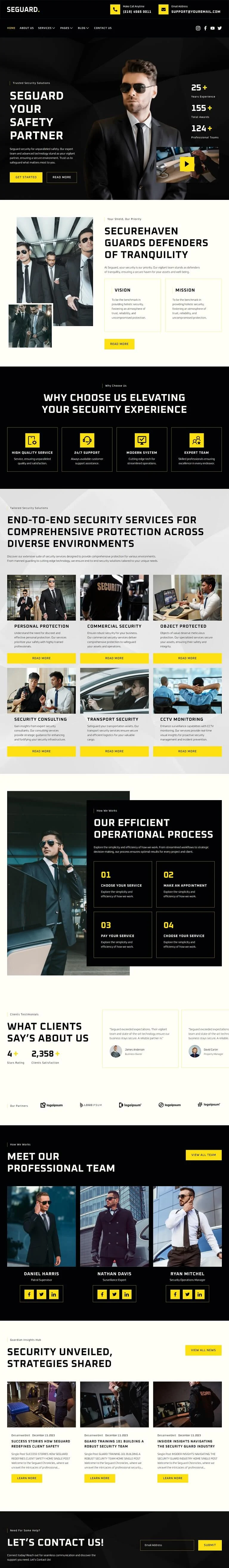安保服务Elementor网站模板_一键导入快速建站插图1-WP资源海 企业 Elementor 模板首页预览