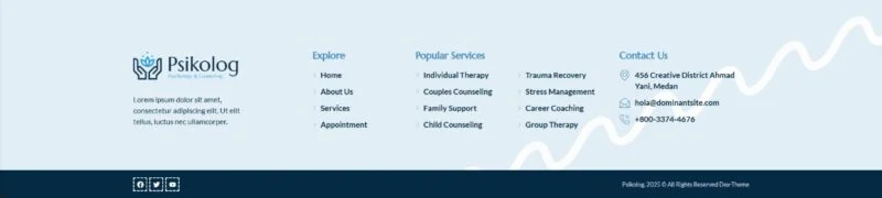 心理健康咨询平台Elementor网站模板_一键导入快速建站插图6-WP资源海 服务/咨询 Elementor 模板页脚预览