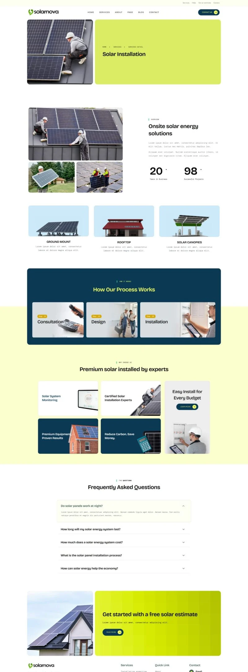 太阳能光伏Elementor网站模板_一键导入快速建站插图3-WP资源海 工业/工厂 Elementor 模板服务详情预览