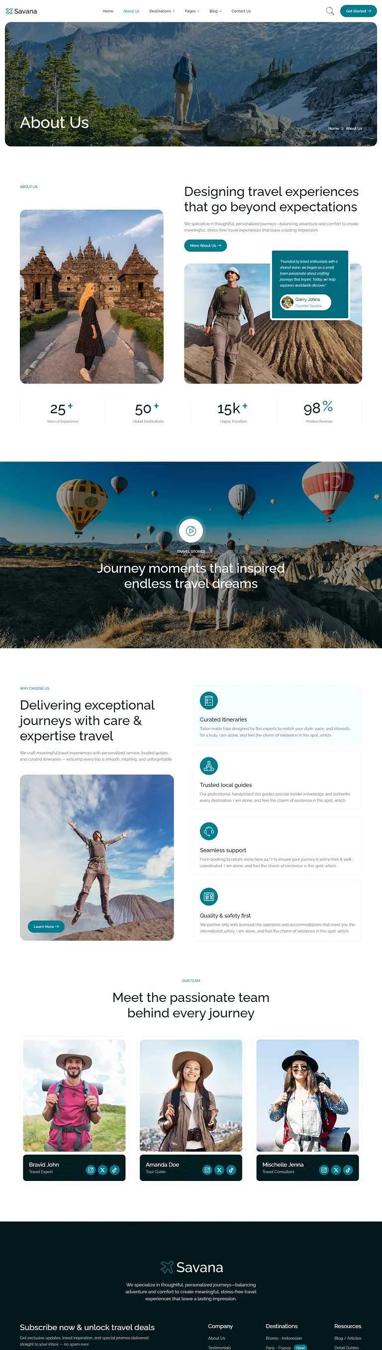 户外/旅行 Elementor 模板关于我们预览