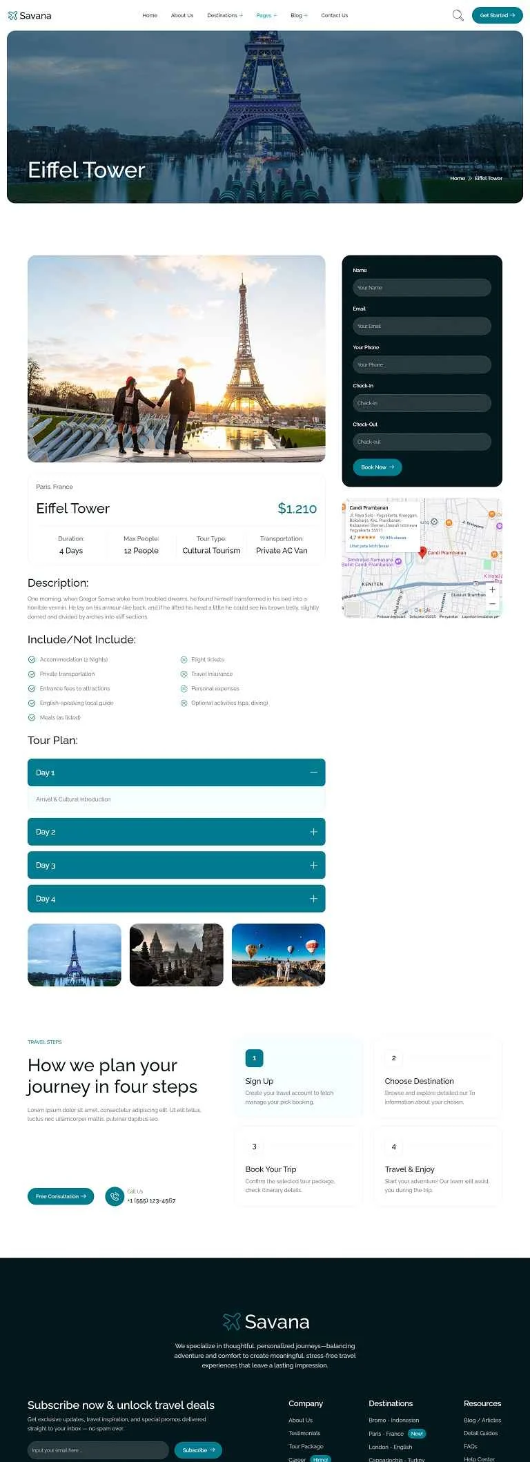 户外/旅行 Elementor 模板行程详情预览