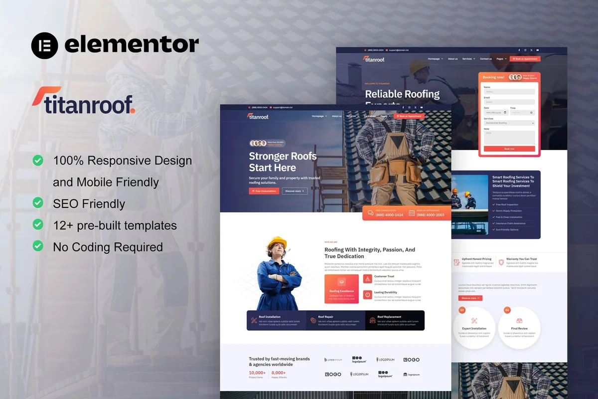 工业屋面工程Elementor网站模板_一键导入快速建站插图-WP资源海 建筑/地产 Elementor 网站模板封面