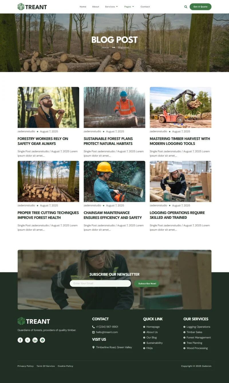 农业 Elementor 模板博客页面预览