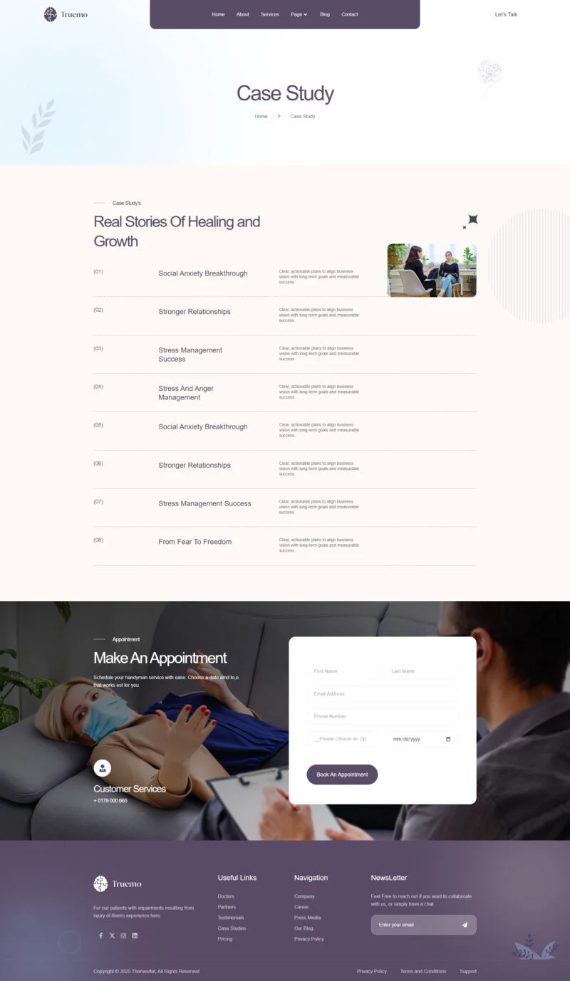 心理咨询师Elementor网站模板_一键导入快速建站插图7-WP资源海 服务/咨询 Elementor 模板案例页面预览