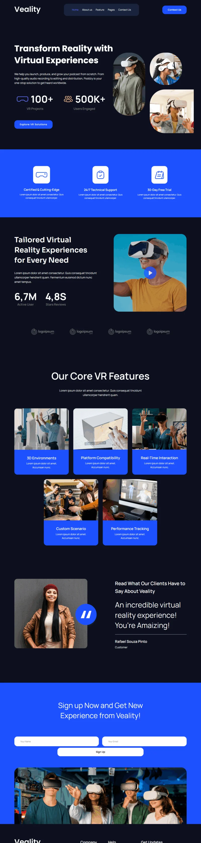 VR服务Elementor网站模板_一键导入快速建站插图1-WP资源海 科技/数码 Elementor 模板首页预览