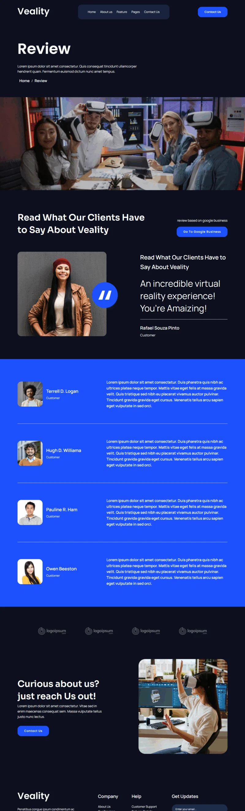 VR服务Elementor网站模板_一键导入快速建站插图4-WP资源海 科技/数码 Elementor 模板客户评价预览