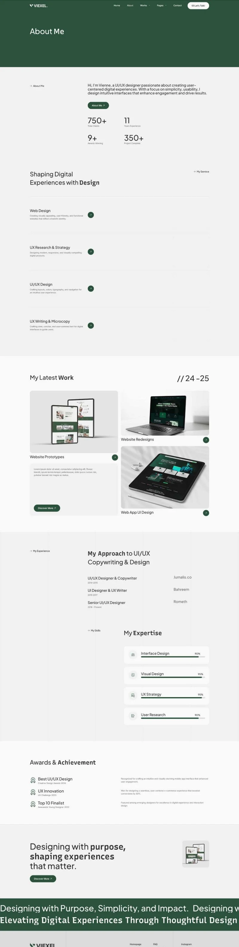 UI/UX 设计师数字作品集Elementor网站模板_一键导入快速建站插图2-WP资源海 个人 Elementor 模板关于我们预览