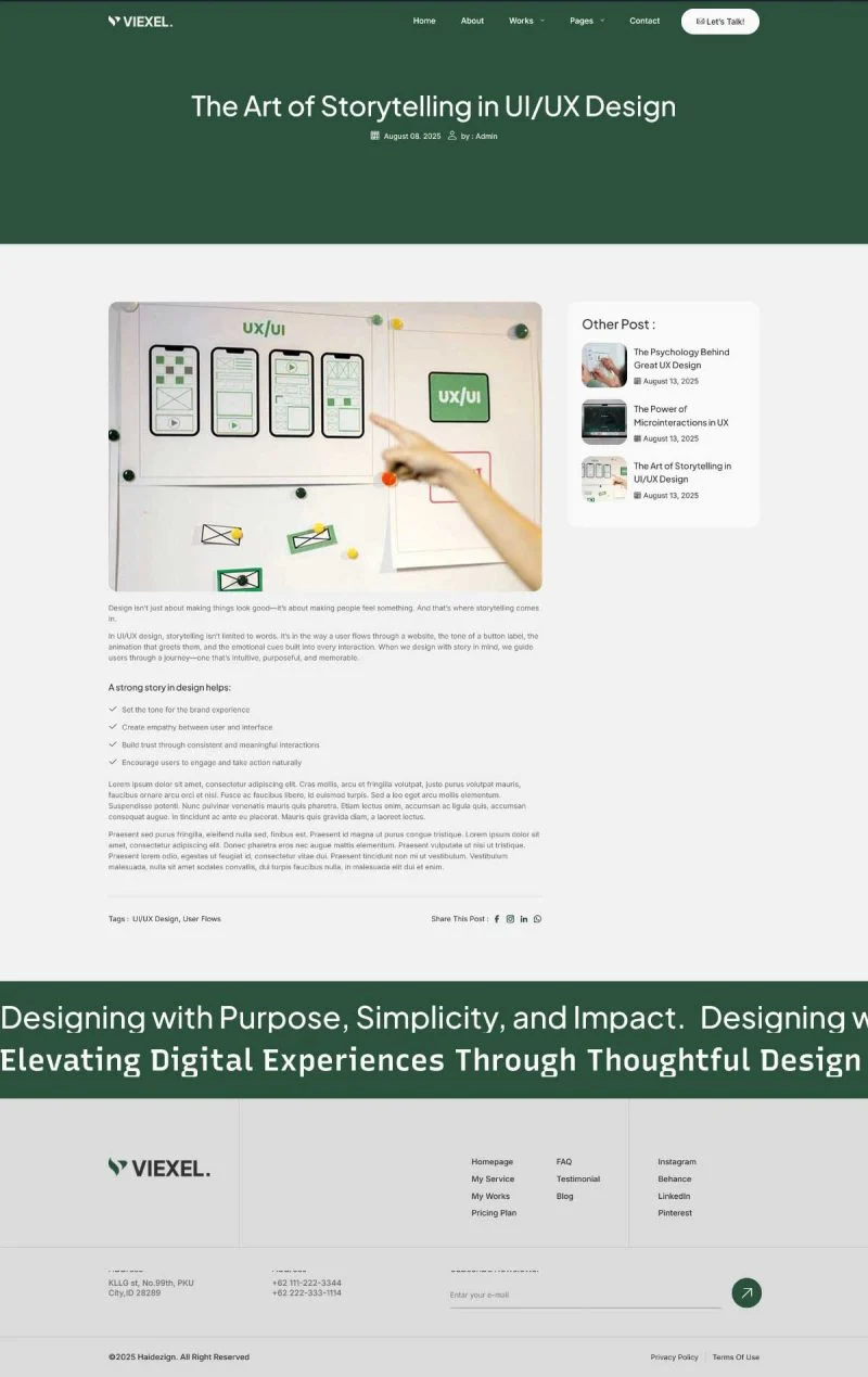 UI/UX 设计师数字作品集Elementor网站模板_一键导入快速建站插图4-WP资源海 个人 Elementor 模板博客页面预览