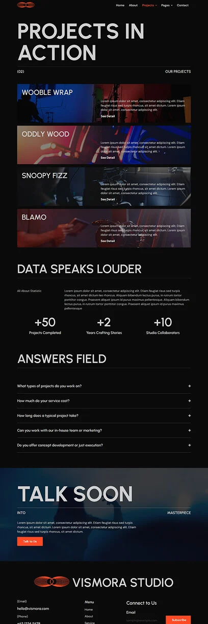 艺术/设计 Elementor 模板项目案例预览