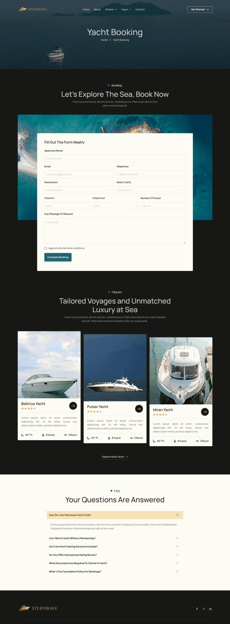 游艇俱乐部Elementor网站模板_一键导入快速建站插图2-WP资源海 户外/旅行 Elementor 模板船只预订预览