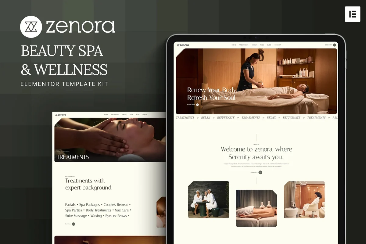 美容水疗会所Elementor网站模板_一键导入快速建站插图-WP资源海 美容/美发 Elementor 网站模板封面