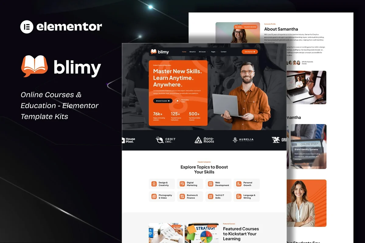 课程培训Elementor网站模板_一键导入快速建站插图-WP资源海 教育/培训 Elementor 网站模板封面
