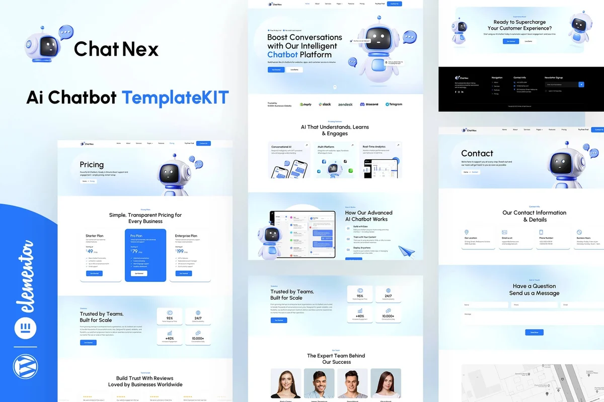 AI客服机器人Elementor网站模板_一键导入快速建站插图-WP资源海 AI Elementor 网站模板封面