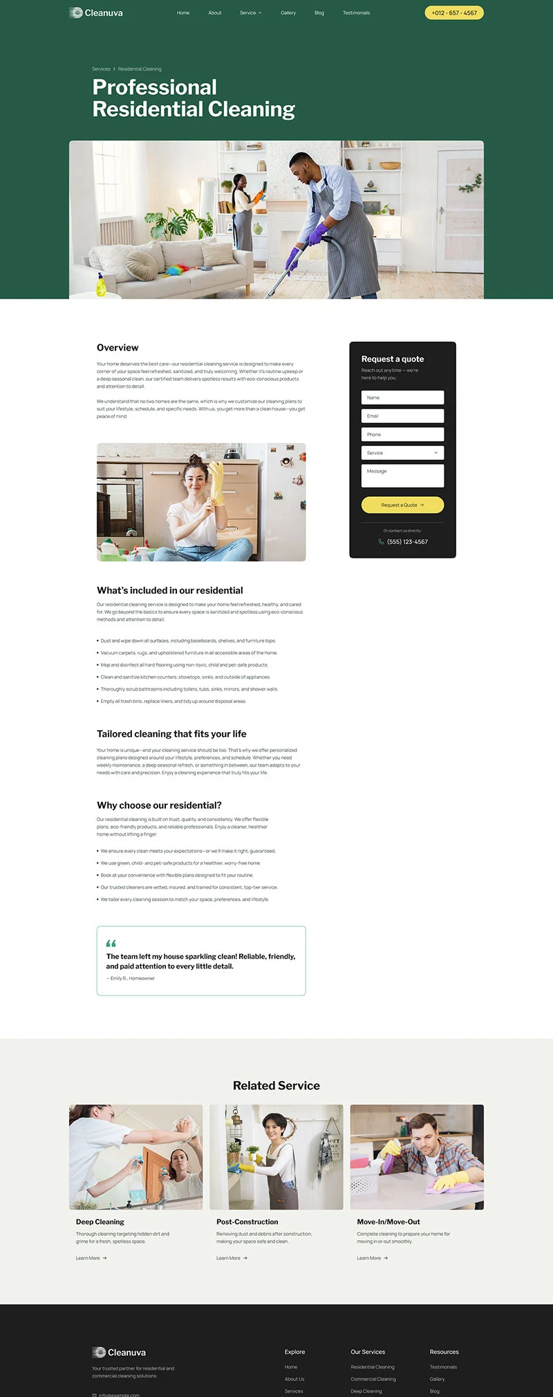 专业保洁Elementor网站模板_一键导入快速建站插图4-WP资源海 保洁 Elementor 模板服务详情预览